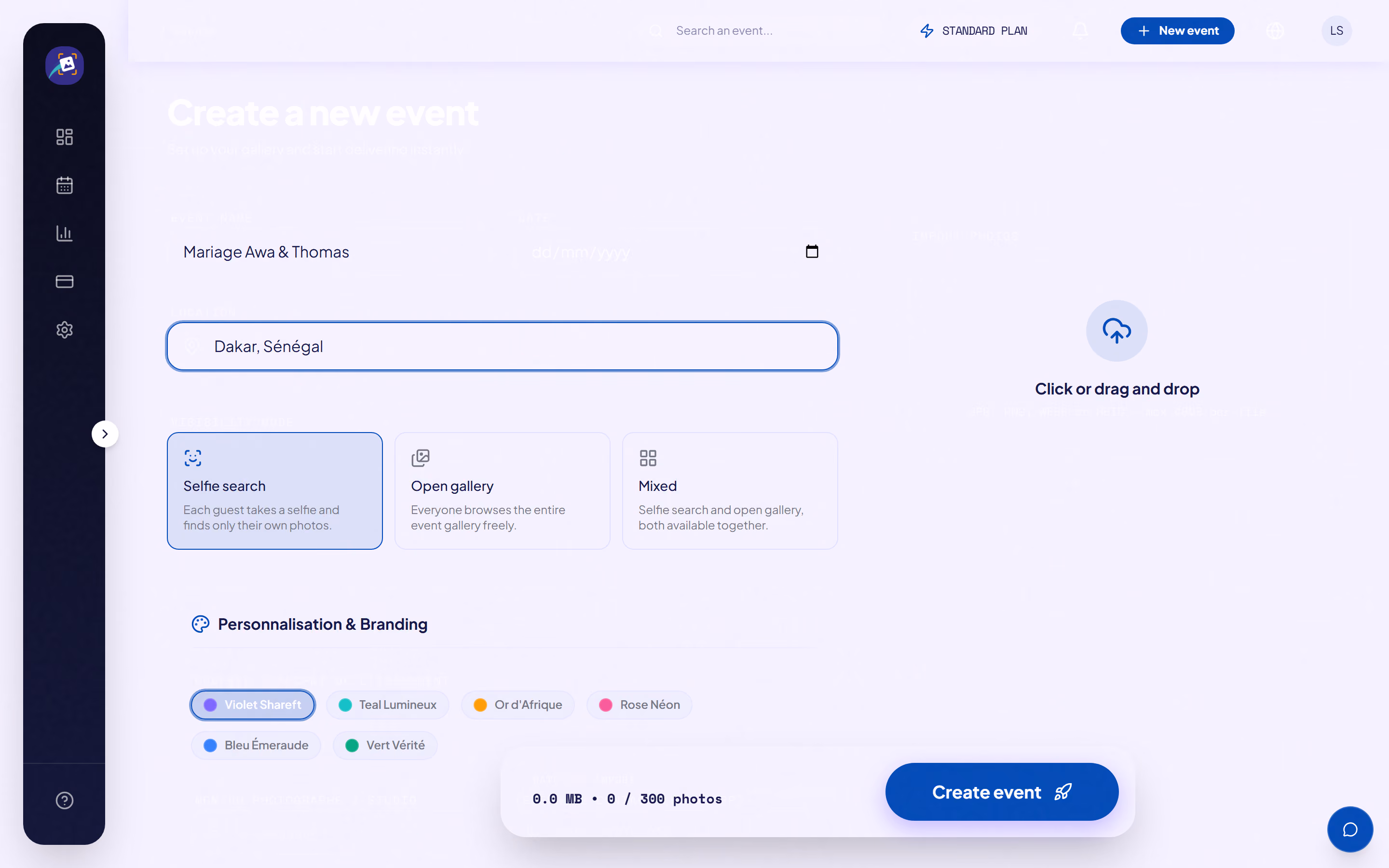 Screenshot of the SHAREFT interface