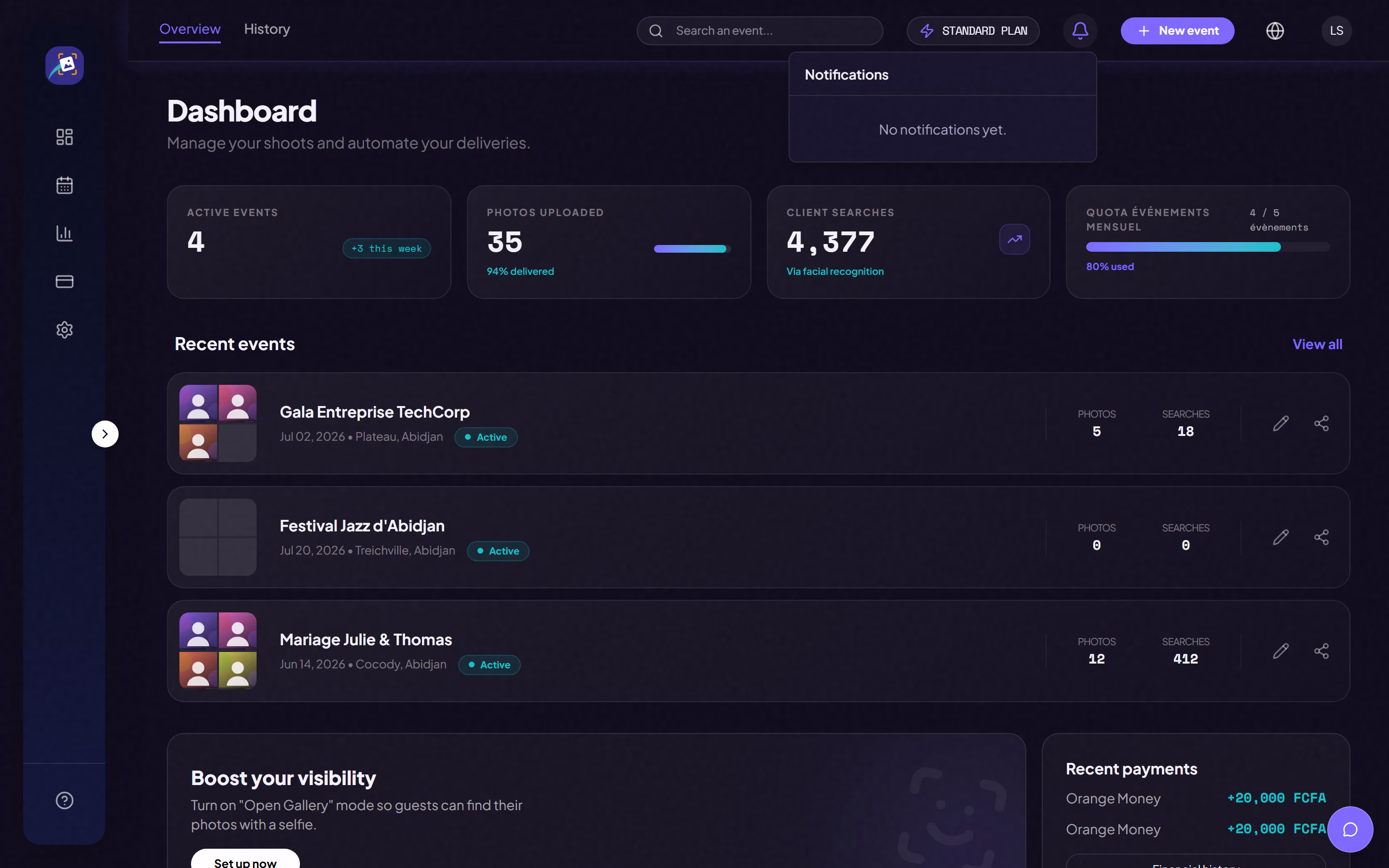 Screenshot of the SHAREFT interface