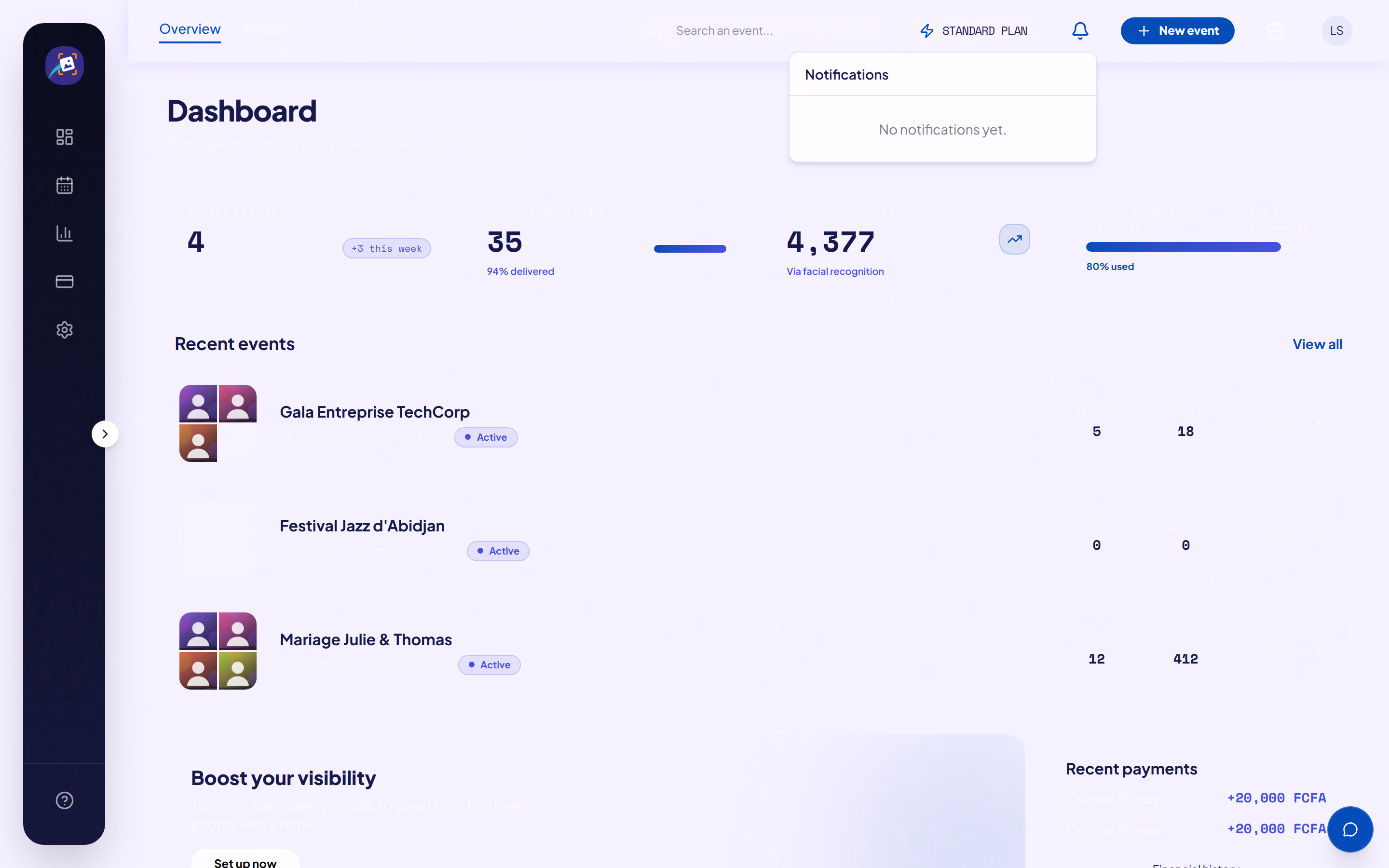Screenshot of the SHAREFT interface