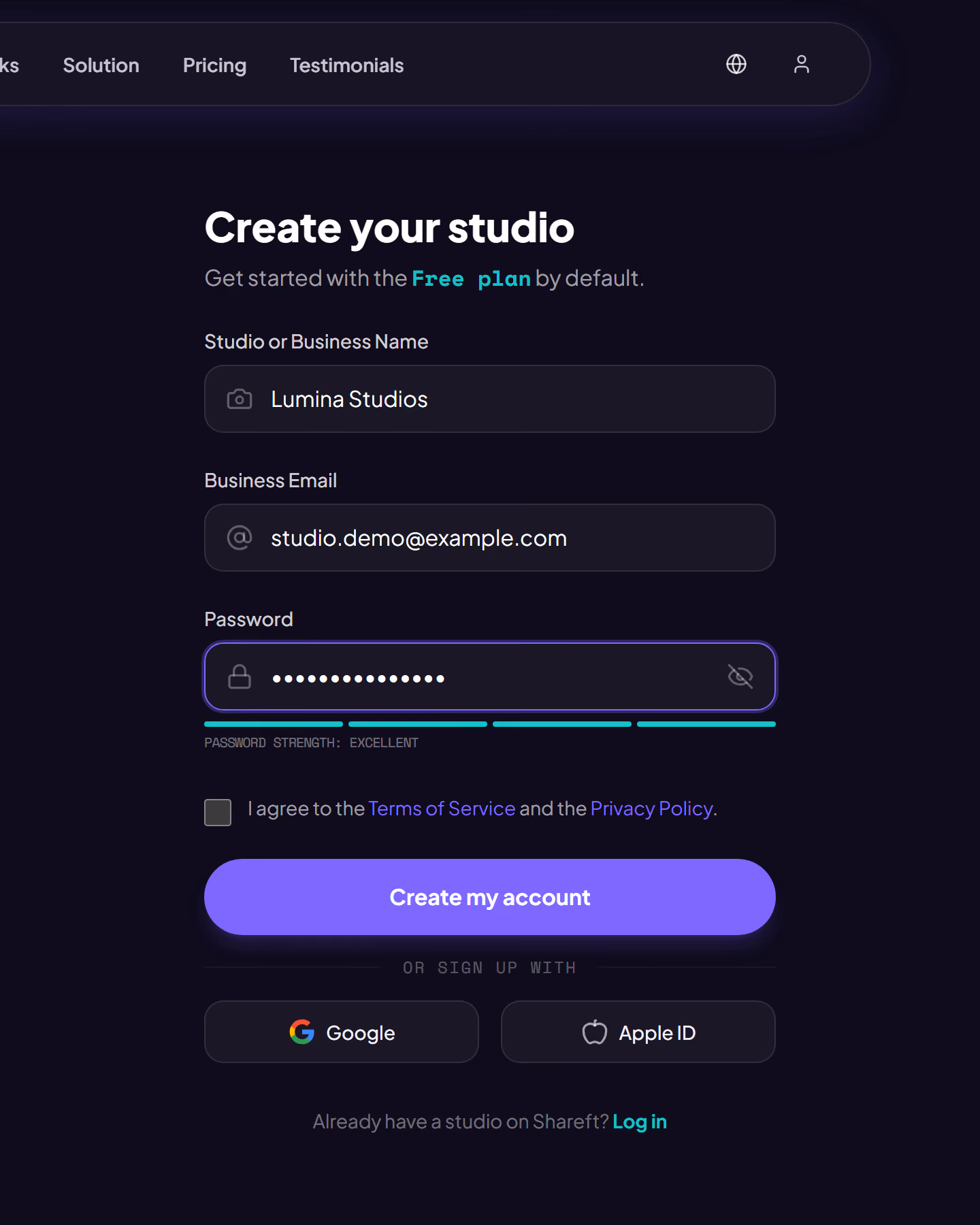 Screenshot of the SHAREFT interface
